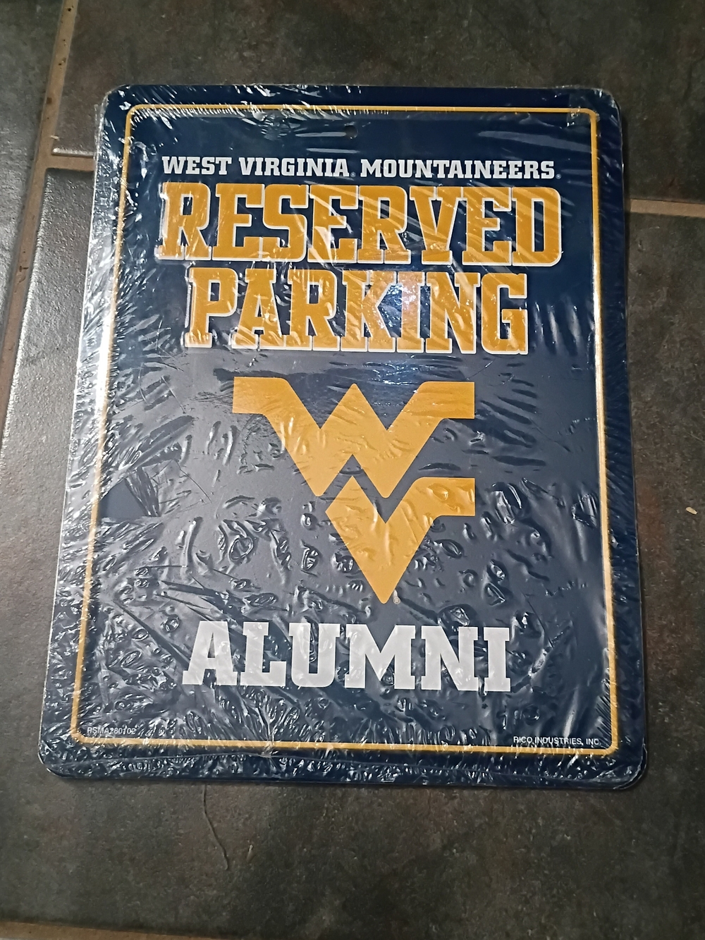 West Virginia Mountaineers Reserved Parking Alumni Sign - Navy & Gold